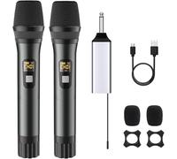 voijump Wireless Microphone, UHF Handheld Metal Wireless Microphone with 6.35mm Rechargeable Receiver for Karaoke Party Conference Amplifier 60M Range