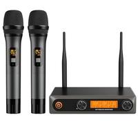 voijump Wireless Microphone - UHF Karaoke Mic Set with 2 Handheld Mics & Receiver, Auto Pairing, 200ft Range - for Karaoke, Weddings, Parties, Church, Speeches, Conferences