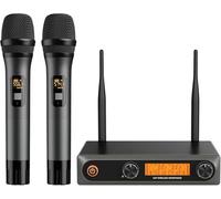 voijump Wireless Microphones,Professional Metal Dual UHF Cordless Dynamic Mic Handheld Microphone System (200ft) for Karaoke, Home, Meeting, Party, Home KTV Set, Wedding,Church, DJ