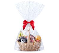 Voikinfo Star Clear Cellophane Gift Bags 20Pcs 16X24 with Gold Twist Tie for Casual Party