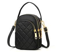 Voikukka Black Women Quilted Crossbody Phone Bag Iphone Should bag Small Cell Phone Purse Wallet Phone Handbag, Quilted, 7 x 5 Inch