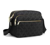 Voikukka Medium Nylon Crossbody Bags for Women Trendy Crossbody Purses Travel Large Cross Body Bag Quilted Purse, Black, medium crossbody bags