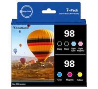 VoilaBella 98 High Yield Ink Cartridges Combo Pack Compatible Replacement for 98 Ink Cartridge with Artisan 700 710 725 730 800 810 835 837 Printer (7-Pack)