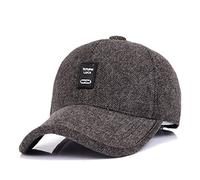 Voilalove Men's Winter Warm Wool Woolen Tweed Peaked Baseball Cap Hat with Foldable Ear Warmer (Y-Coffee)
