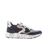 VOILE BLANCHE men shoes Club01 sneaker Blue suede and fabric delavé effect