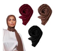Voile Chic 3PCs Premium Chiffon Hijabs Scarf for Women - Wrap Head Scarf (Non-Slip)