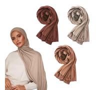 Voile Chic 3PCs Premium Jersey Hijabs Scarf for Women - Islamic Head Scarf Wrap Hijabs