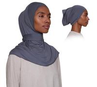 VOILE CHIC Instant Hijab Scarf for Women - 2-Piece Amira Slip-On Premium Jersey Hijab Scarf Wrap - Charcoal