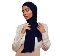 Voile Chic Premium Chiffon Hijab Scarf for Women - Non-Slip Islamic Head Scarf Wrap Hijabs - Navy Blue