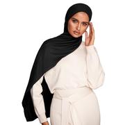 Voile Chic Premium Jersey Hijab Scarf For Women - Islamic Head Scarf Wrap Hijabs - Black