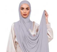 Voile Chic Presewn Instant Hijab Premium Jersey Head Scarf Wrap - Gray