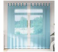Voile Curtain 140x225 cm Turquoise Sheer 100% Polyester Eyelet Grommet Panel Set