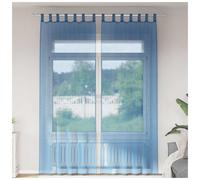 Voile Curtain 2pc Royal Blue 140x260 cm 100% Polyester Eyelet Grommet Sheer Pack