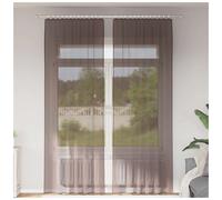 Voile Curtain Brown 140x260 cm 100% Polyester Sheer Eyelet Grommet Panel 2pcsSet