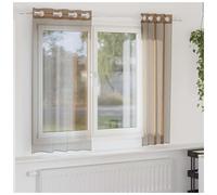 Voile Curtain Light Brown 140x140 cm 100% Polyester Eyelet Grommet 2pcs Pack