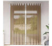 Voile Curtain Pair 140x260 cm Light Brown Polyester Sheer Eyelet Top Window Home