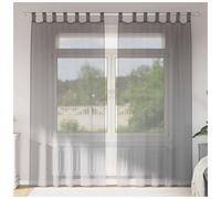 Voile Curtain Panel 140 x 245 cm Dark Grey 100% Polyester Eyelet Sheer Pair 2pcs