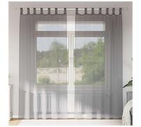 Voile Curtain Panel 140 x 245 cm Dark Grey 100% Polyester Eyelet Sheer Pair 2pcs