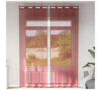 Voile Curtain Panel 140 x 260 cm Wine Red Sheer Eyelet 100% Polyester Pair 2pcs