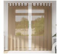 Voile Curtain Panel 140x225 cm Light Brown 100% Polyester Eyelet Grommet Sheers