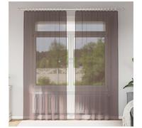 Voile Curtain Panel 140x225cm Brown 100% Polyester Sheer Eyelet 2pcs Living Room