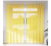 Voile Curtain Panel 140x245cm Yellow Sheer Polyester Eyelet Grommet 2pc Washable