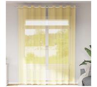 Voile Curtain Panel 140x260 cm Yellow Sheer 100% Polyester Eyelet Grommets 2pcs