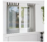 Voile Curtain Panel Black 140x175 cm 100% Polyester Sheer Eyelet Lightweight2pc