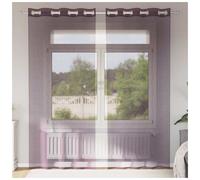 Voile Curtain Panel Purple 140x245 cm 100% Polyester Sheer Eyelet 2pcWashableGm