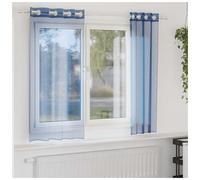 Voile Curtain Panel Royal Blue 140x175cm Sheer Polyester Eyelet Grommet 2pc Set