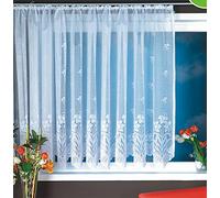 Voile Curtain Panel, White Lace Curtains, Floral Contemporary Window Lace Net Curtain with Scalloped Bottom for Living Room Bedroom Wedding Stage Decor, 57" Drop x 118" Wide (145cmx300cm)