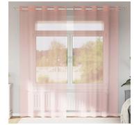 Voile Curtain Pink 140x245 cm 100% Polyester Sheer Eyelet Grommet 8pcs Set Pair