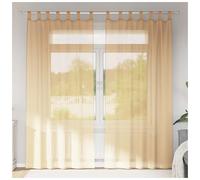 Voile Curtain Sand 140x245 cm 100% Polyester Sheer Eyelet Grommet Panel 2pcs Set
