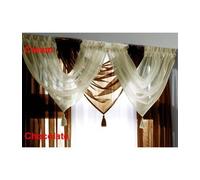 Voile Curtain Swag, Tassled Swags, Sheer Curtain Swags (Chocolate)