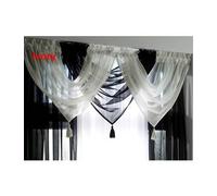 Voile Curtain Swag, Tassled Swags, Sheer Curtain Swags (Ivory)