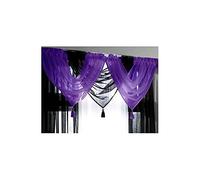 Voile Curtain Swag, Tassled Swags, Sheer Curtain Swags (Purple)