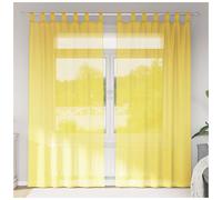 Voile Curtain Yellow 140x225 cm 100% Polyester Sheer Eyelet Panel 2pcs Washable