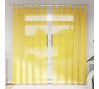 Voile Curtain Yellow 140x245cm 100% Polyester 2pcs Rod Pocket Sheer Panel Semi.