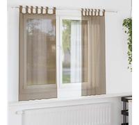 Voile Curtains 100% Polyester Light Brown 140x175 cm Sheer Panel with Loops Pair