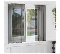 Voile Curtains 140x140 cm Black 2pc Polyester Sheer Eyelet 8-Grommet Top Modern