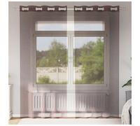 Voile Curtains 140x225 cm Brown Sheer 100% Polyester Eyelet Grommet Panels Pair