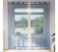 Voile Curtains 2-pc Royal Blue 100% Polyester 140x245cm Eyelet Sheer Panels Pair