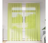 Voile Curtains 2 pcs Apple Green 140 x 245 cm 100% Polyester Tab Top Sheer Pack