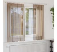 Voile Curtains 2 pcs Light Brown 100% Polyester Rod Pocket Semi-Transparent