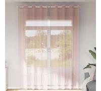 Voile Curtains 2 pcs Light Pink 140x260 cm 100% Polyester Eyelet Sheer Grommets