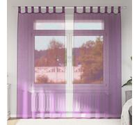 Voile Curtains 2 pcs Purple 100% Polyester Rod Pocket Semi-Transparent 55" Long