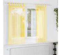 Voile Curtains 2 pcs Yellow 100% Polyester Rod Pocket Semi-Transparent 84"