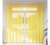Voile Curtains 2 pcs Yellow 100% Polyester Semi-Transparent Rod Pocket Design