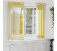 Voile Curtains 2-piece Yellow 140x140cm 100% Polyester Eyelet Sheer Panels Light