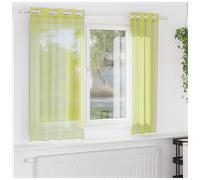 Voile Curtains 2pc Apple Green 140x175 cm Eyelet Grommet Sheer 100% Polyester UK